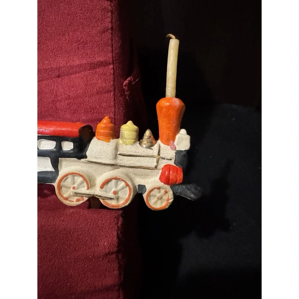 Vtg Menschik Goldman Ceramic Birthday Cake Candle Train Topper Orig Box 50s 60's